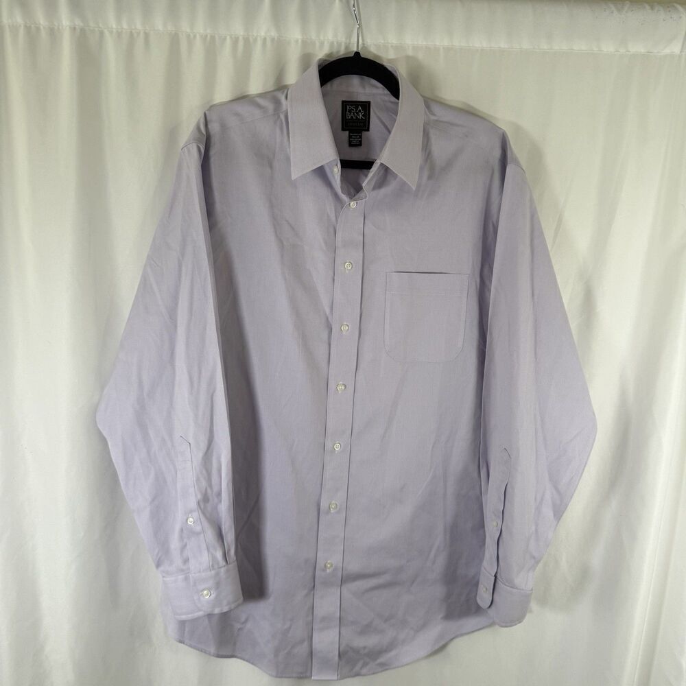 Jos A Bank Traveler Dress Shirt Mens 16.5 34 Purple Long Sleeve Button Up Cotton